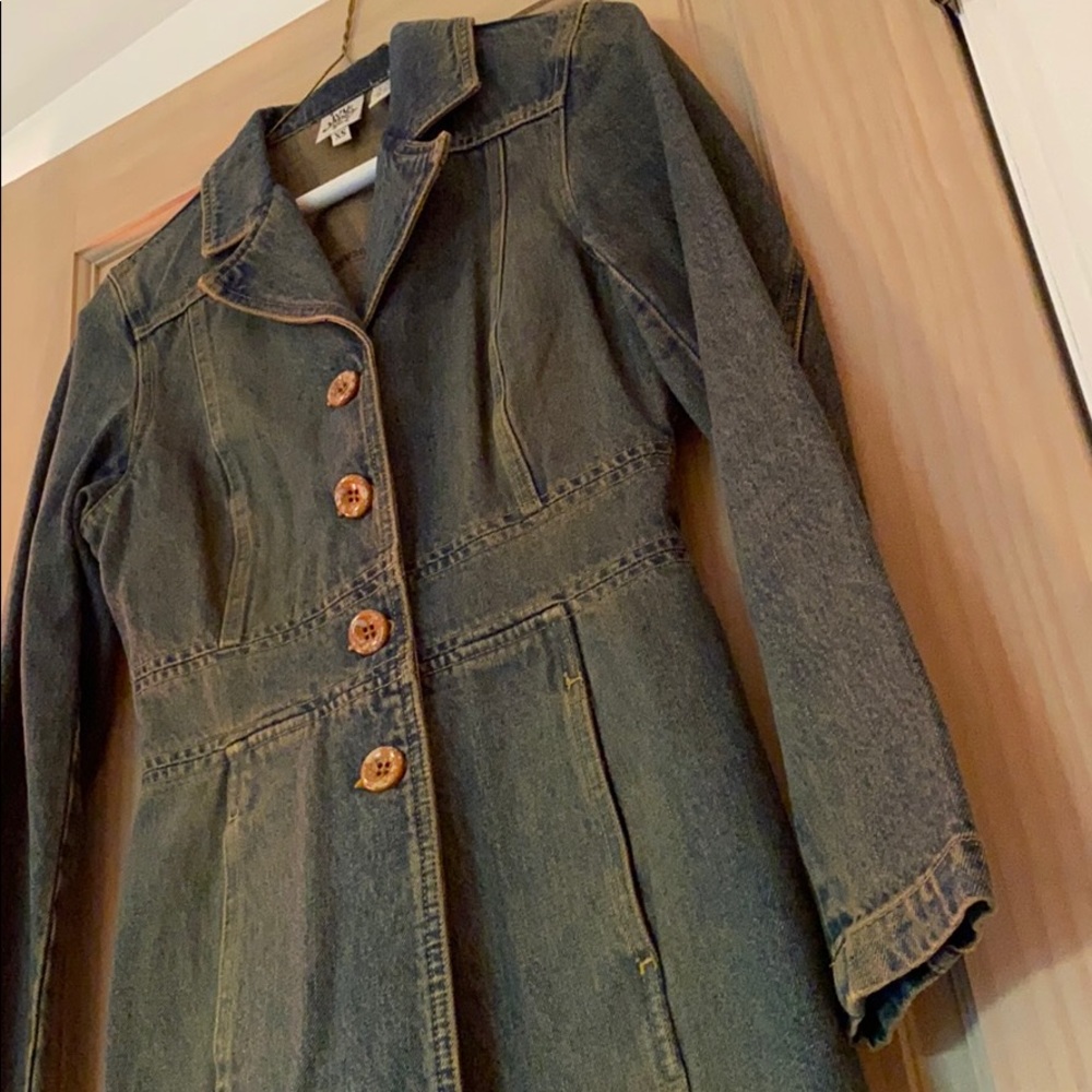 Vintage Style Long Blue Jean Jacket